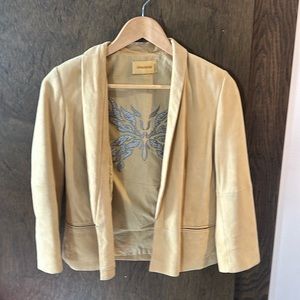Zadig & Voltaire Mustard Leather Blazer w Inside Embroidery